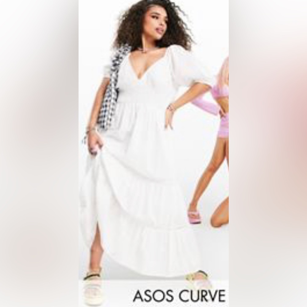 Dress by ASOS, white cotton eyelet